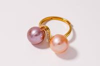 Dual Grace：Natural Pearl Ring (Pink&Purple)